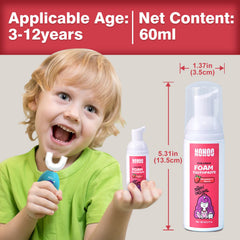 Close-up of NOHOO peach-flavor toothpaste label