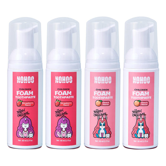 NOHOO fluoride-free foam toothpaste for kids strawberry flavor – packaging shot