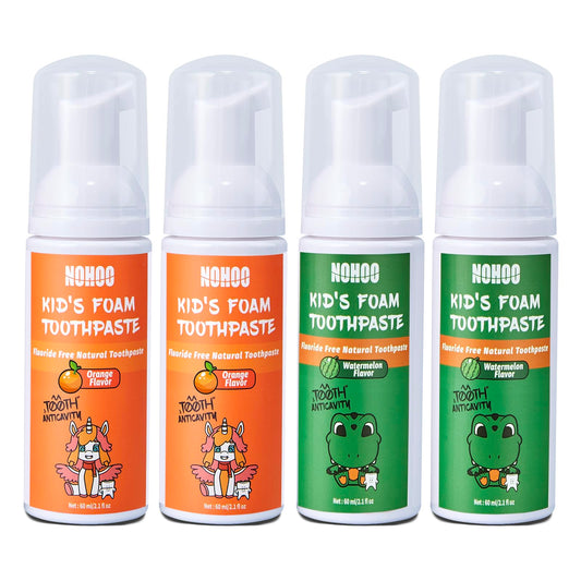 NOHOO fluoride-free foam toothpaste for kids orange flavor pump bottle - image 1