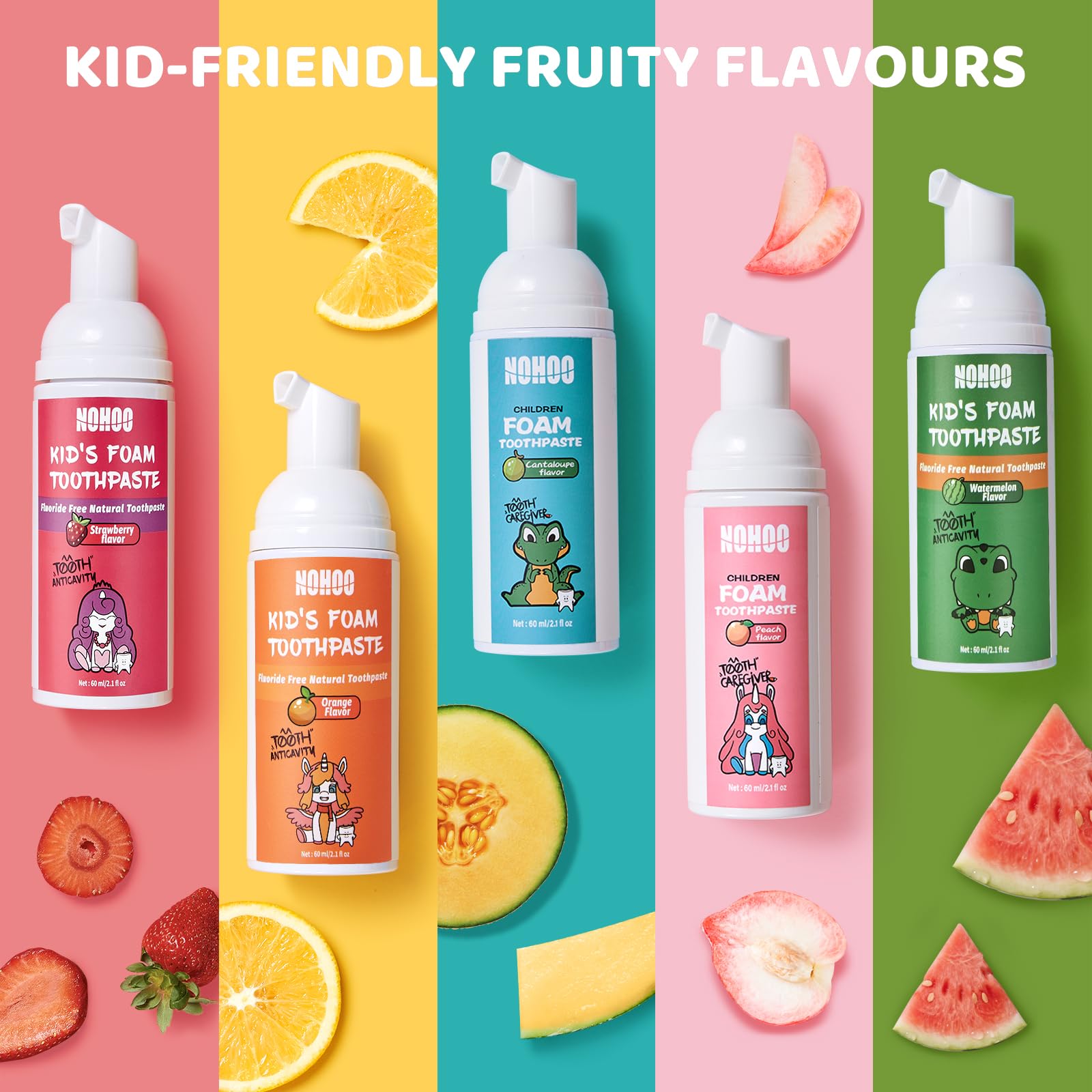 NOHOO fluoride-free foam toothpaste for kids watermelon flavor - image 1