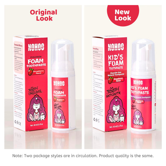 Two 60ml pump bottles in NOHOO fluoride-free strawberry toothpaste 2-pack