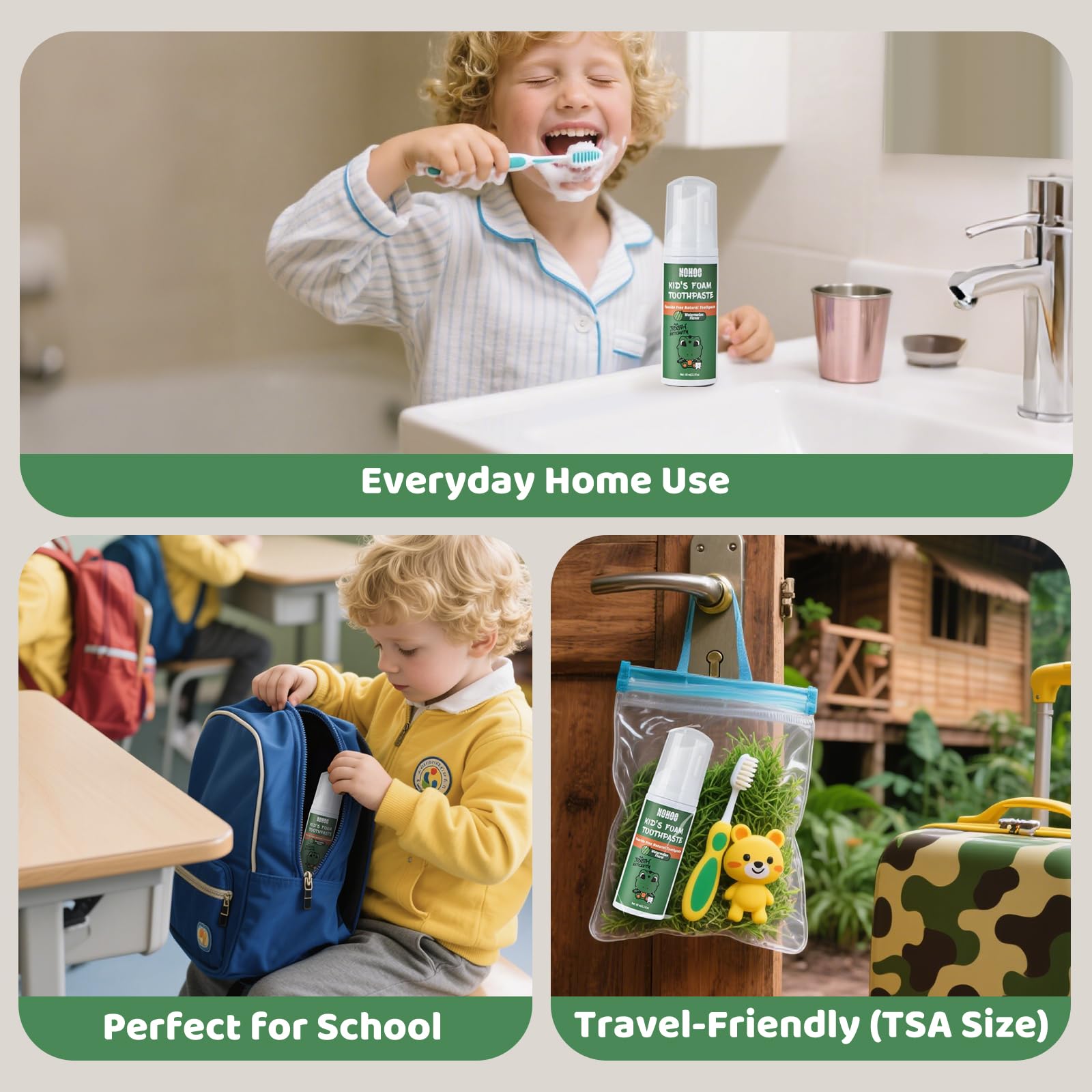NOHOO toothpaste usage guide for kids