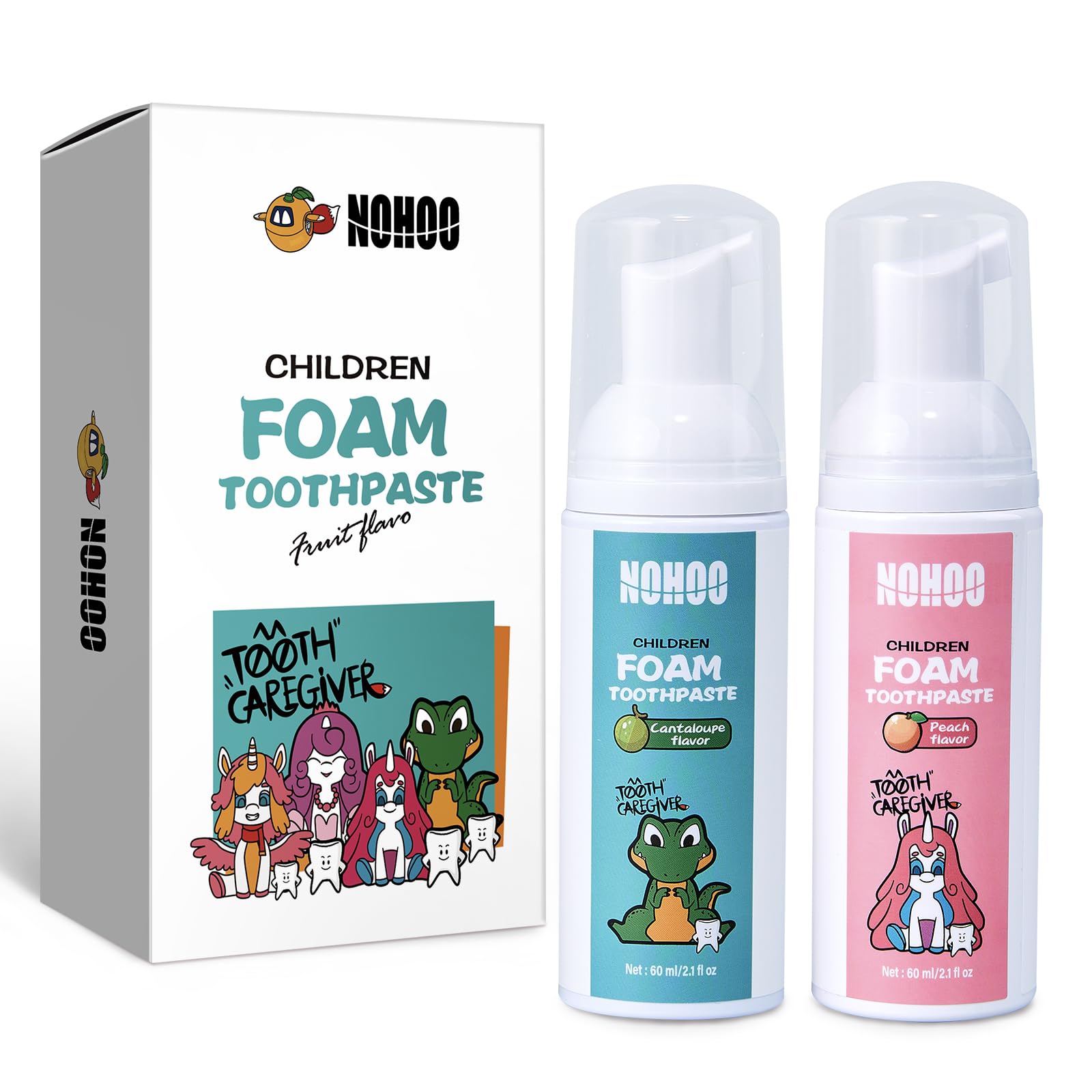 NOHOO fluoride-free toothpaste for kids with Peach & Cantaloupe flavor