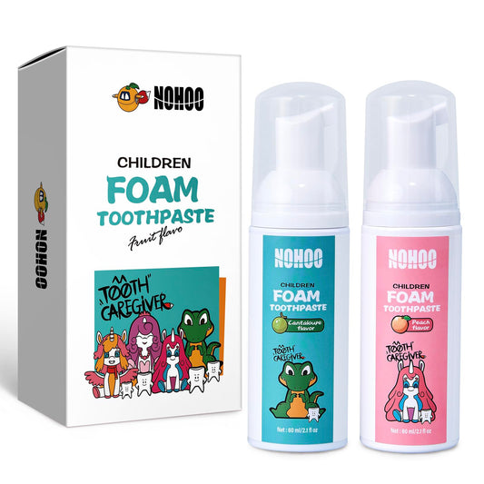 NOHOO fluoride-free toothpaste for kids with Peach & Cantaloupe flavor