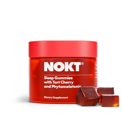 NOKT Sleep Gummies tart cherry bottle showing the product for restful nights