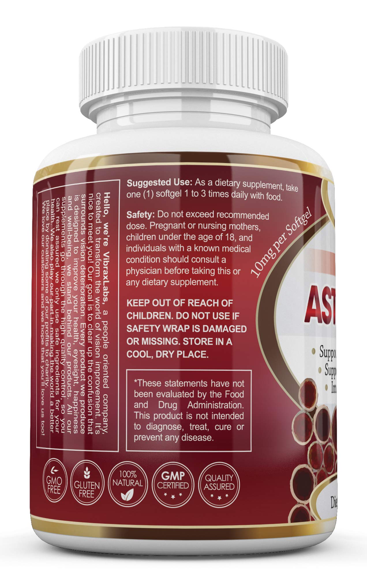 Non-GMO astaxanthin softgels product label
