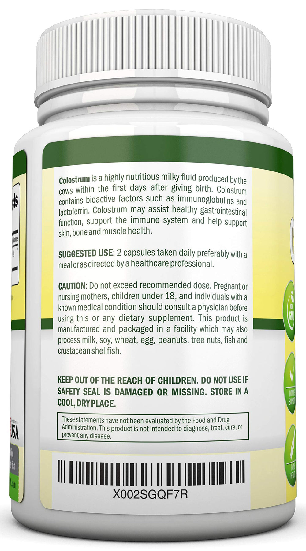 Non-GMO colostrum from US dairy cows