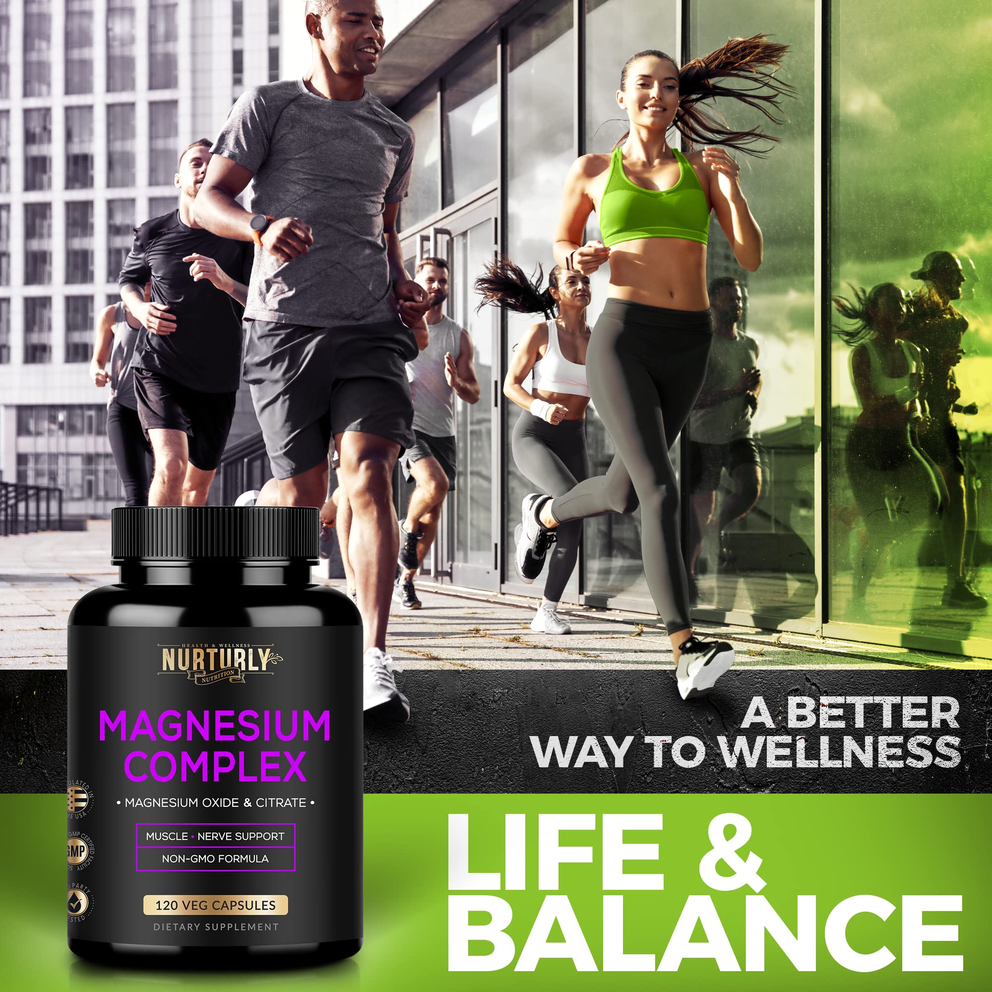 Non-GMO, dairy-free, gluten-free, soy-free magnesium label