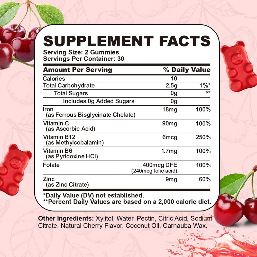 Non-GMO, gluten-free and dairy-free iron gummies