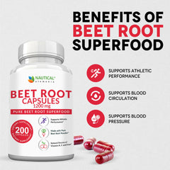 Non-GMO and gluten-free beet root capsules label