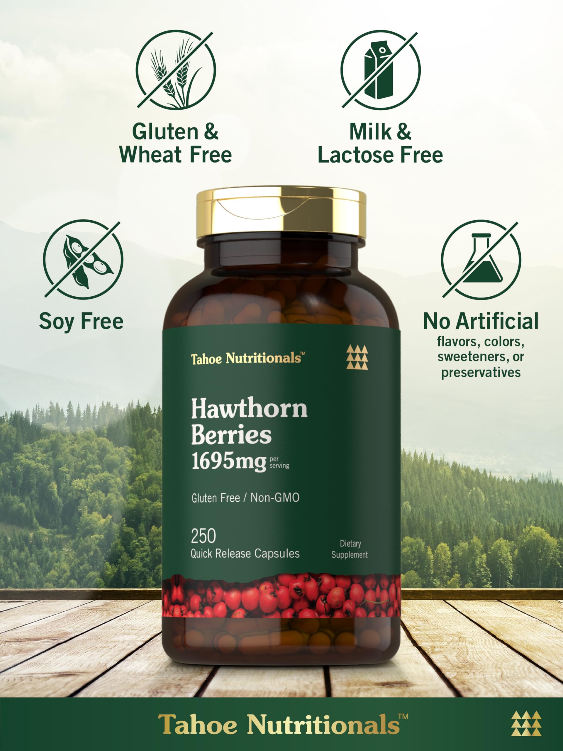 Non-GMO and gluten-free Hawthorn Berry capsules