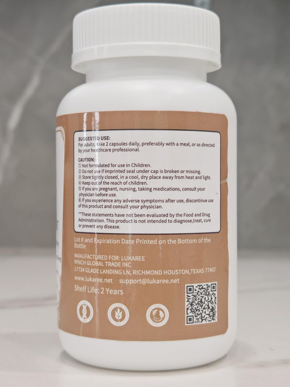 Non-GMO and gluten-free label on packaging