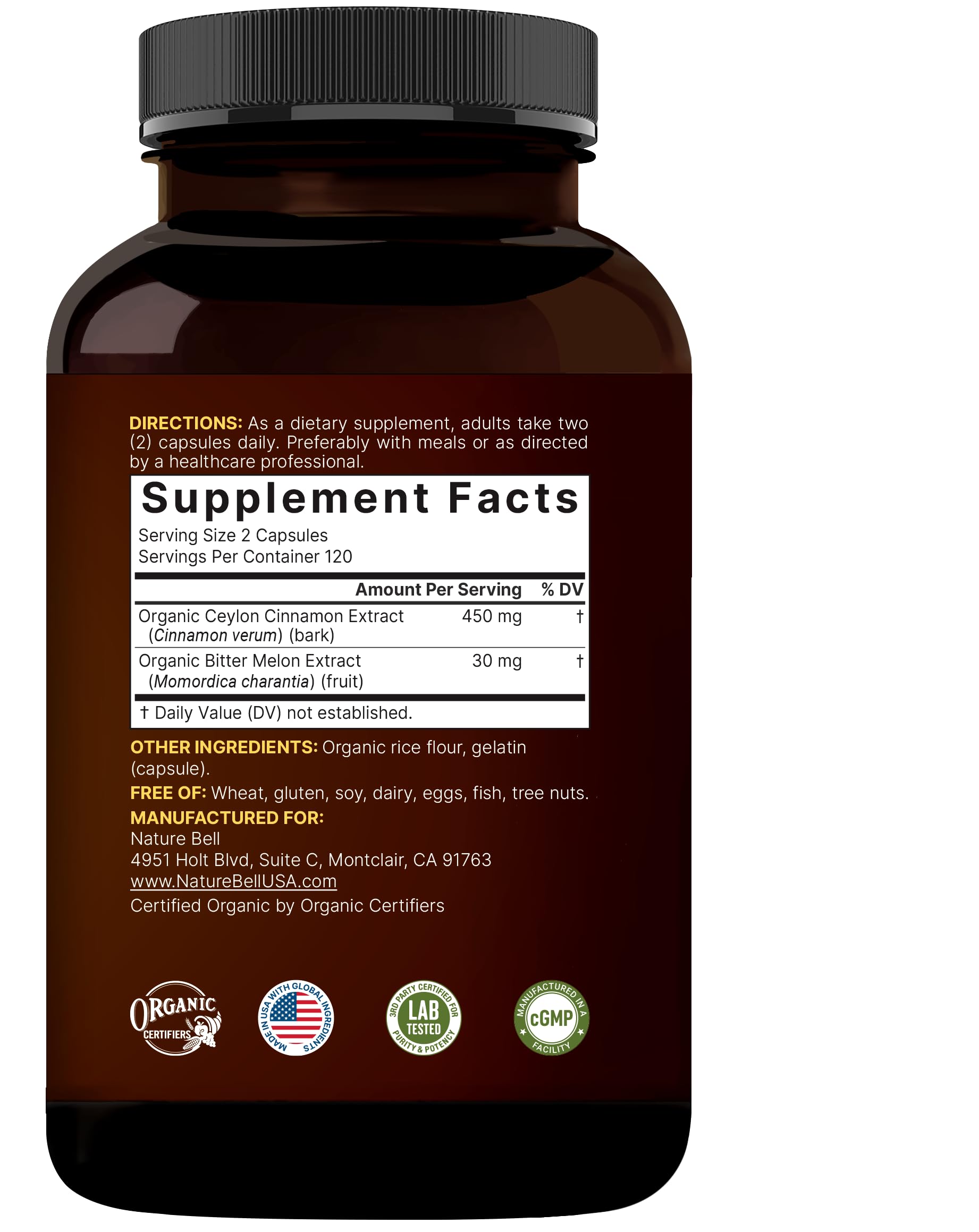 Non-GMO, gluten-free, dairy-free label on packaging