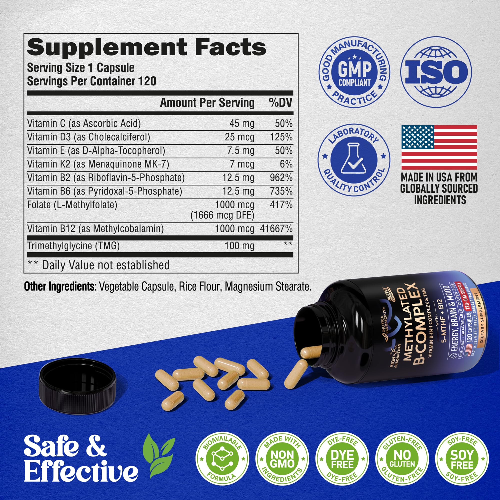 Non-GMO and gluten-free label on bottle