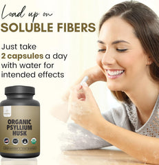 Non-GMO, gluten-free, corn-free psyllium capsules label