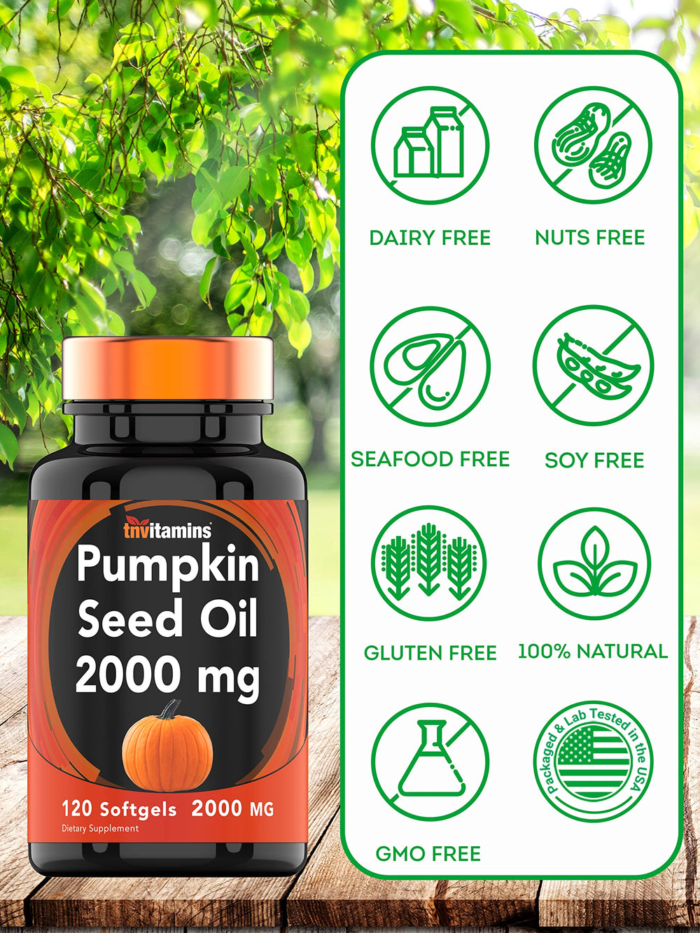 Non-GMO, gluten-free Pumpkin Seed Oil softgels