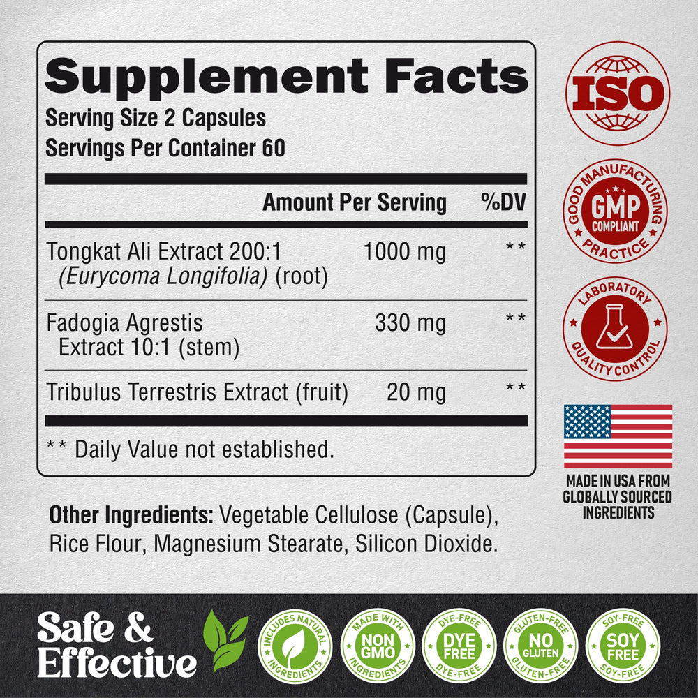 Non-GMO, gluten-free and soy-free indicators on bottle