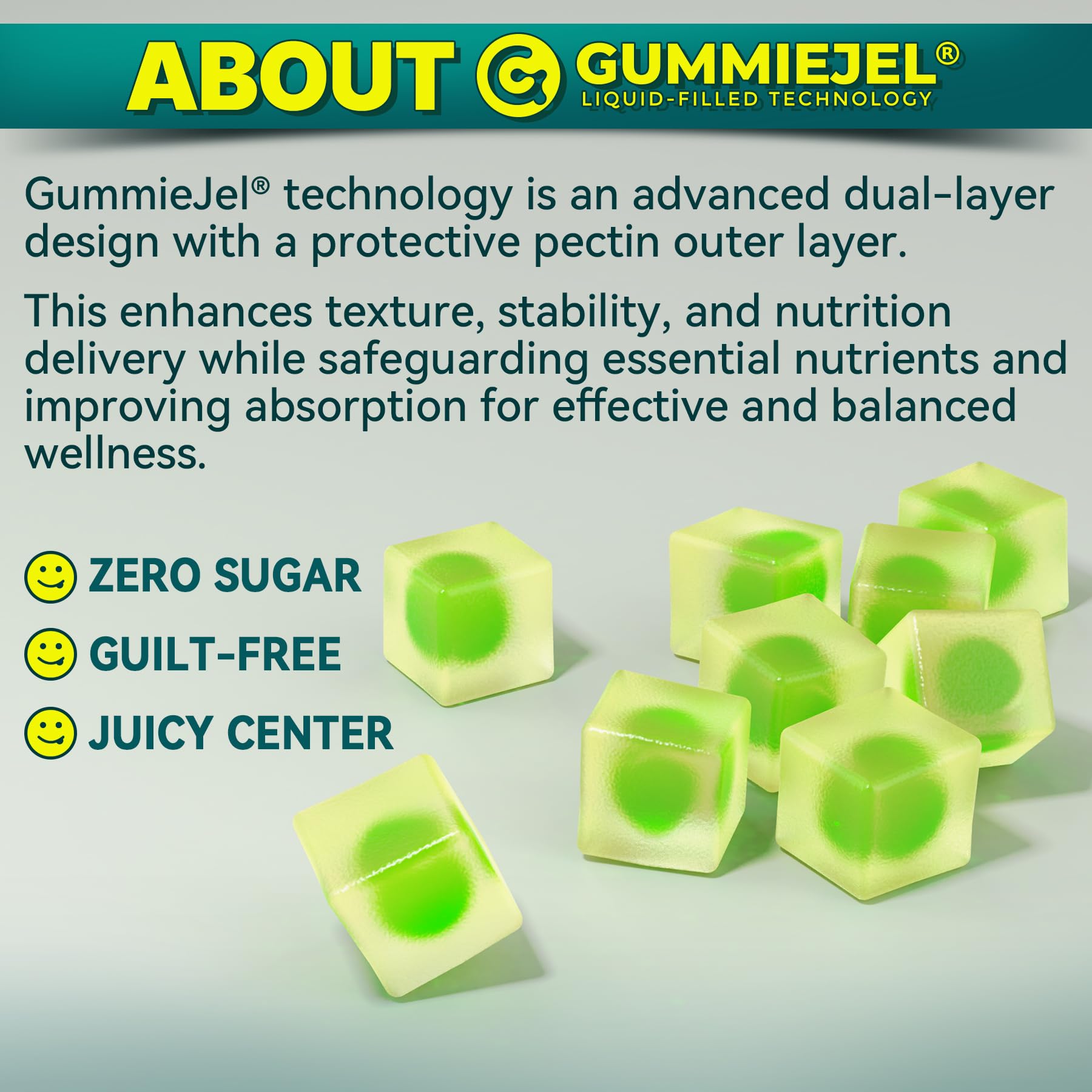 Non-GMO, gluten-free and soy-free omega-3 gummies packaging