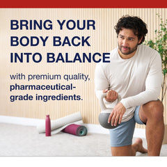 Non-GMO, gluten-free, vegetarian label on supplement bottle