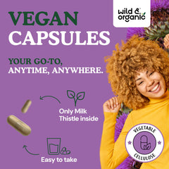 Label showing non-GMO ingredients of milk thistle supplement