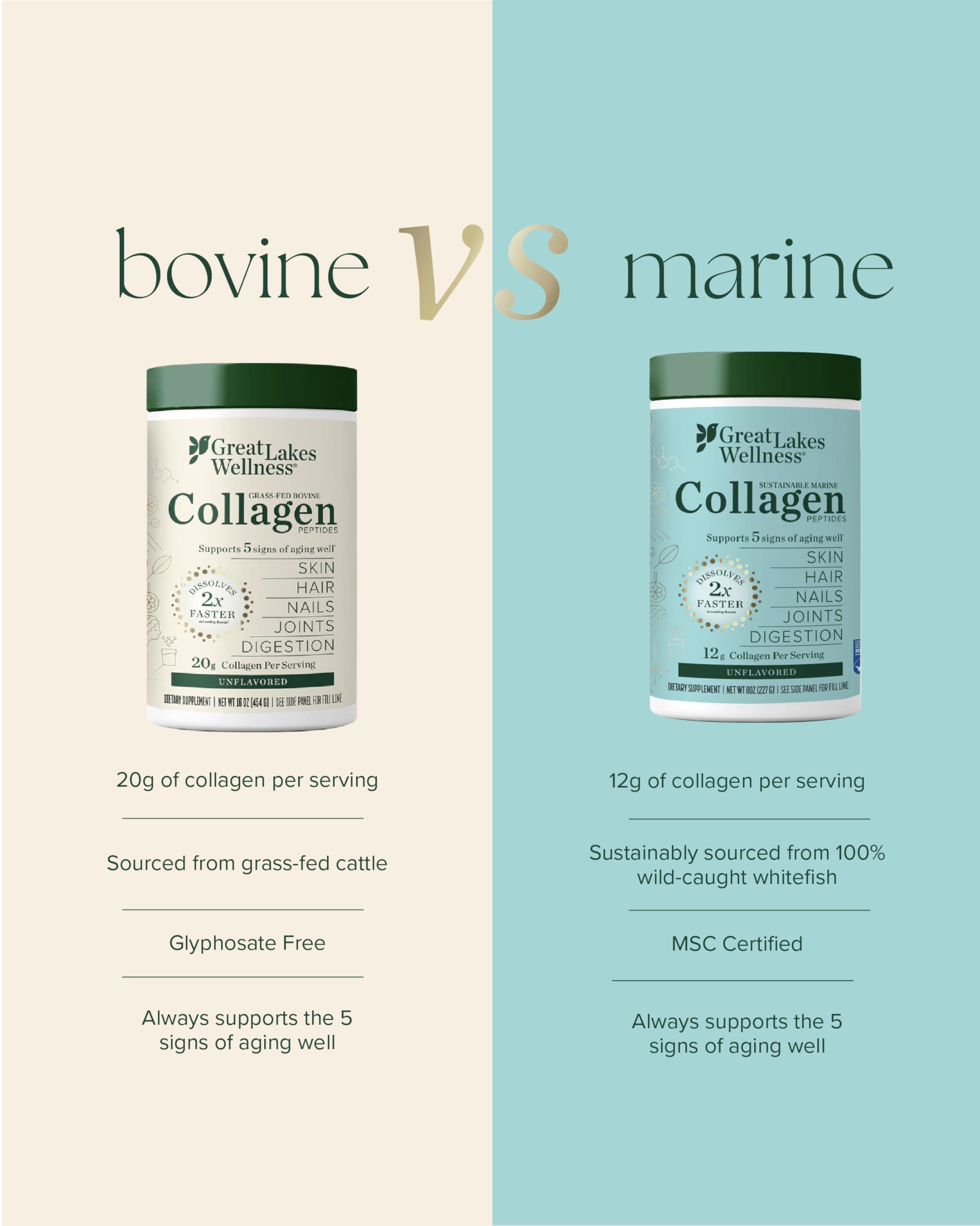 Non-GMO, kosher, pescatarian-friendly collagen powder