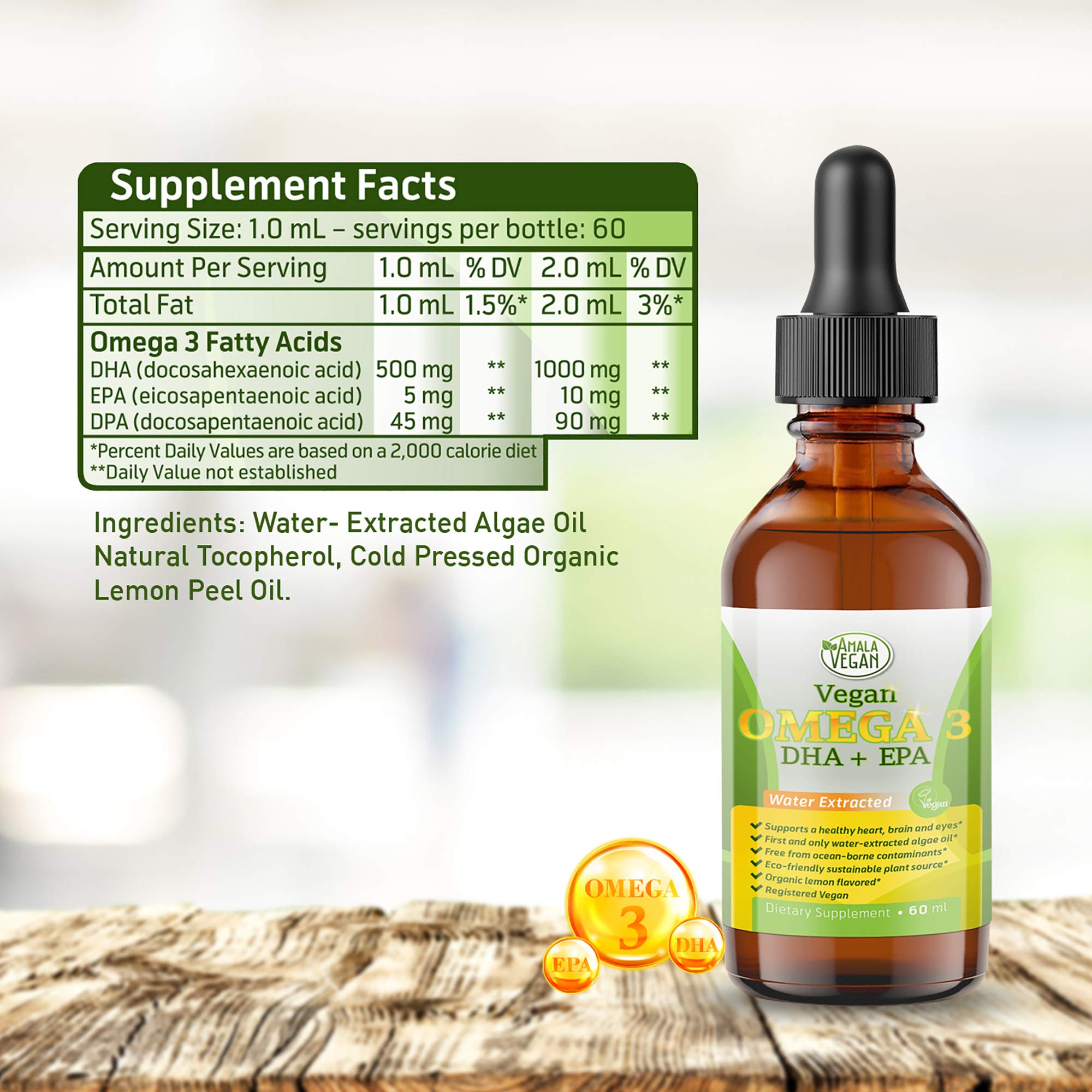 Non-GMO plant-based omega-3 ingredients highlighted on packaging