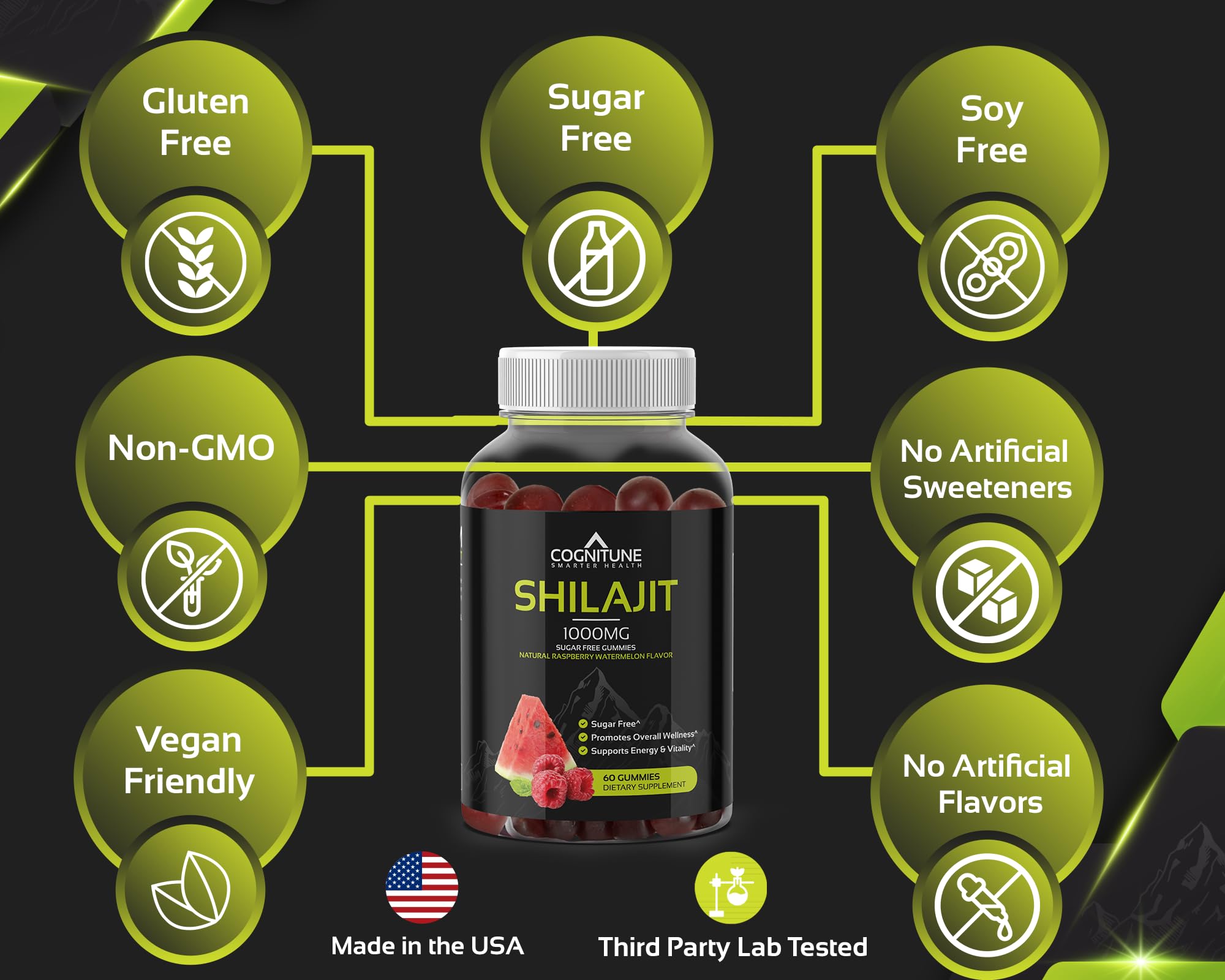 Non-GMO Shilajit gummies raspberry flavor