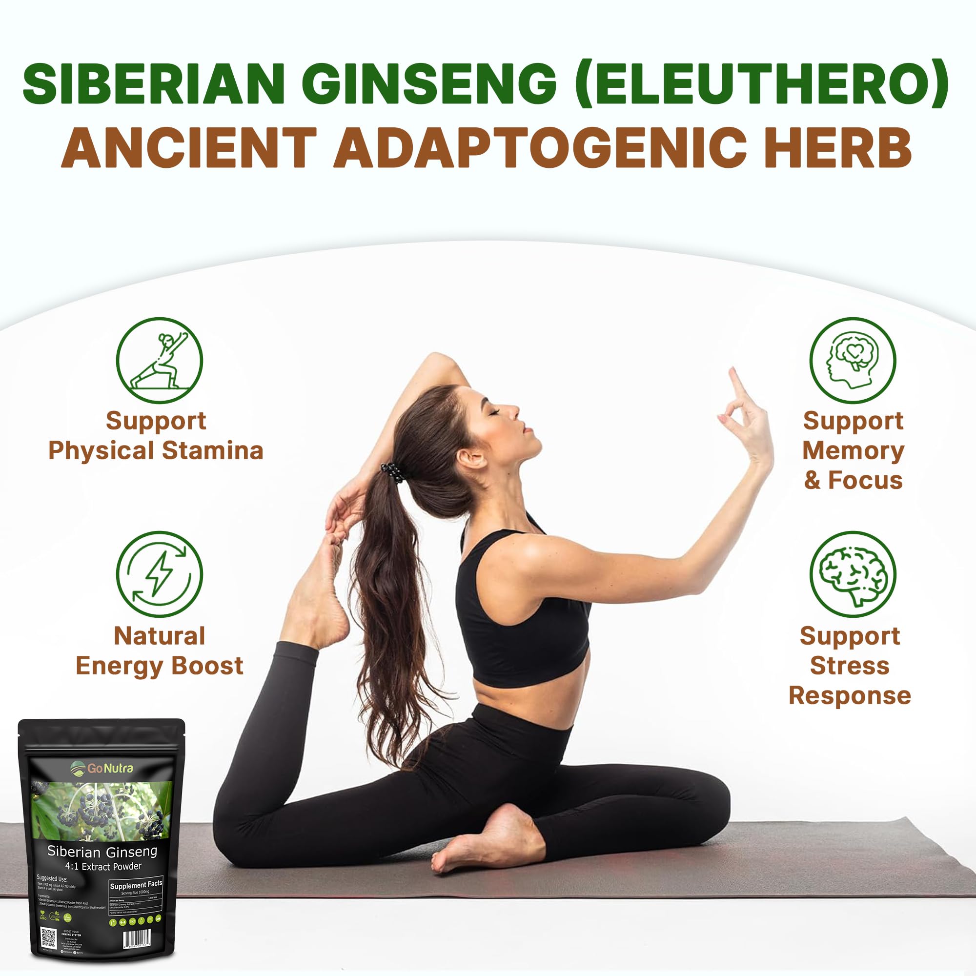 Non-GMO Siberian ginseng powder label and jar