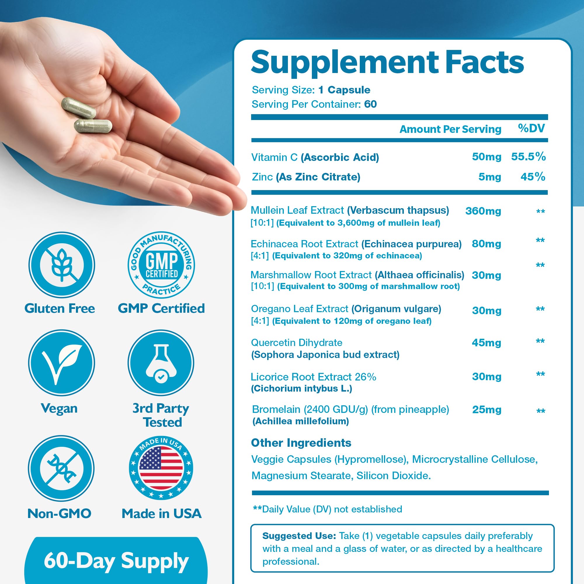 Non-GMO, USA-made in GMP-certified facility