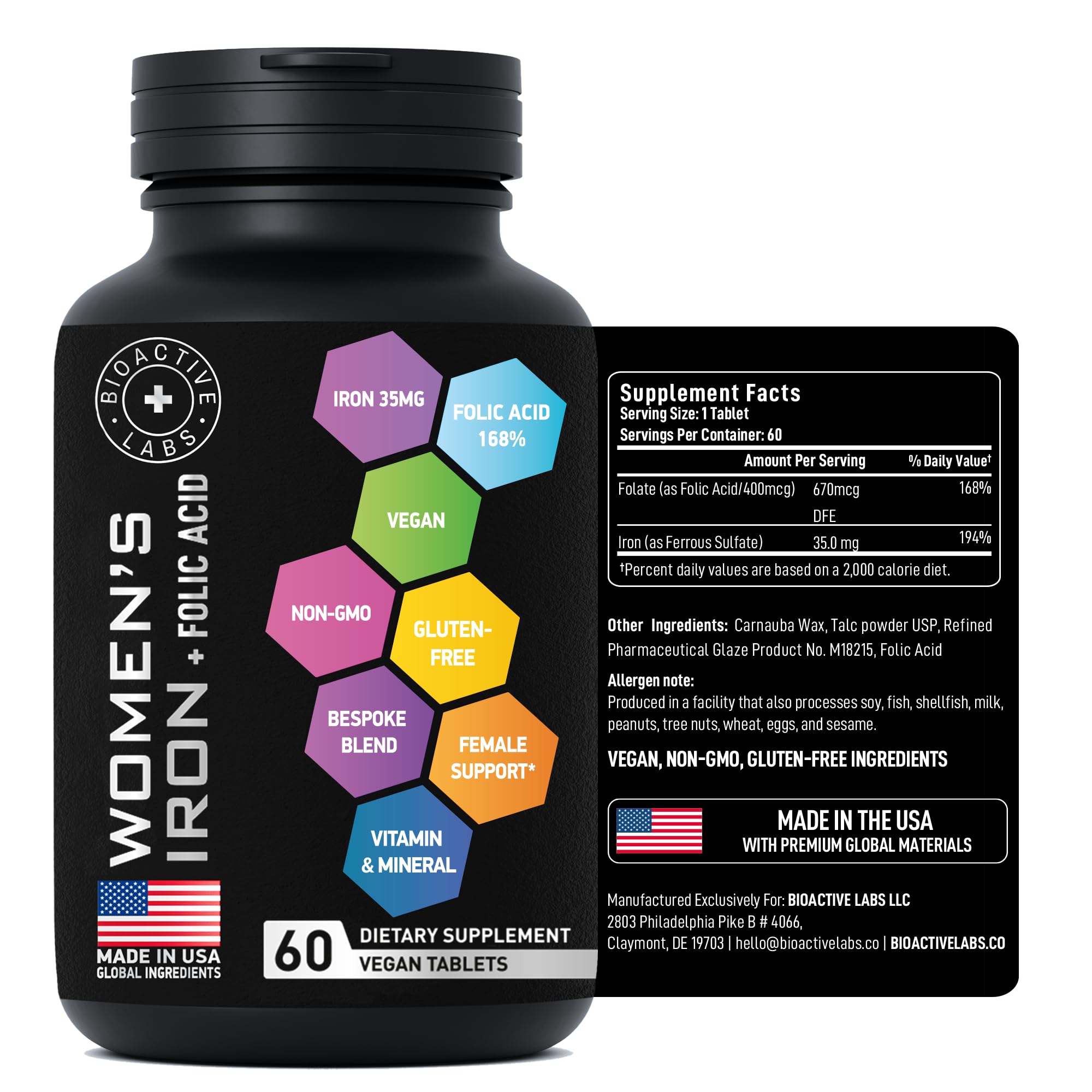 Non-GMO vegan iron supplement for anemia support