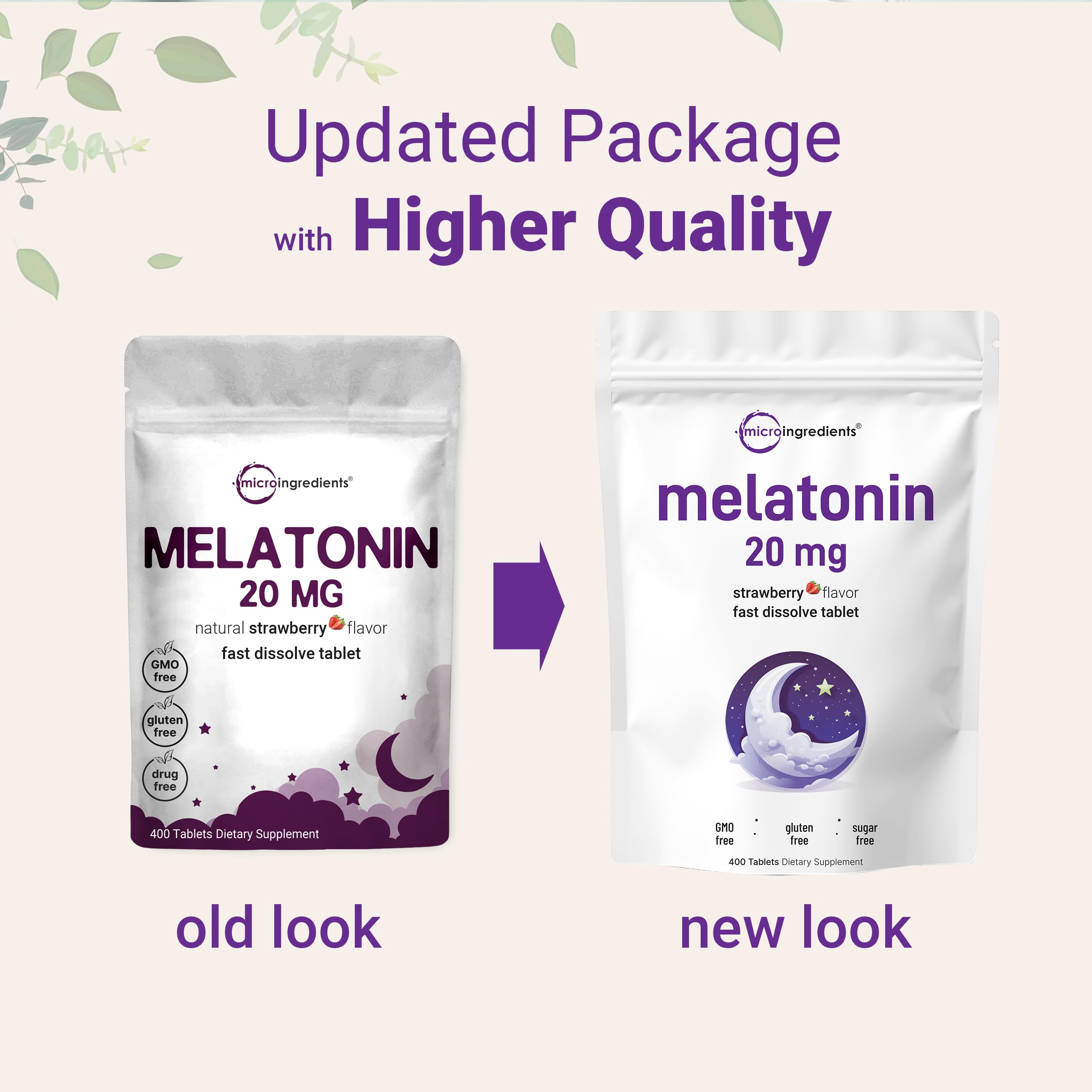 Non-GMO vegan-friendly melatonin ingredients label