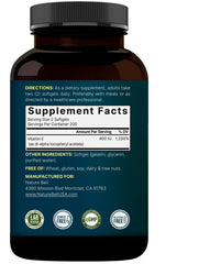 Non-GMO Vitamin E softgels on white background