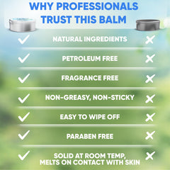 Non-greasy emollient cream that wipes clean from instruments and skin