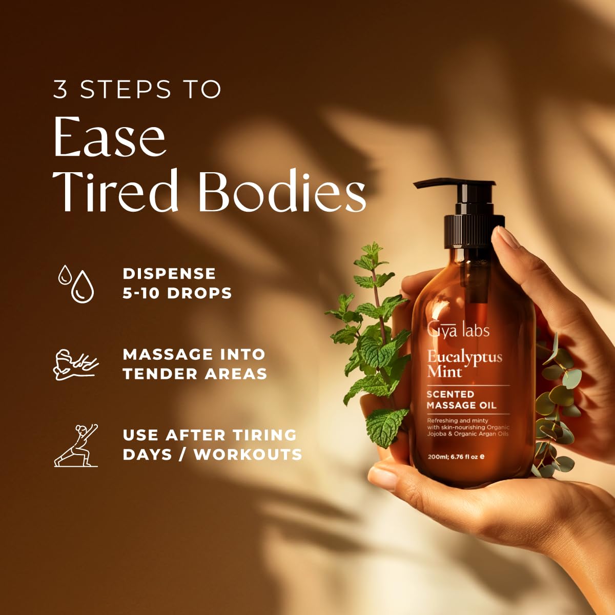 Non-greasy massage oil applied to skin