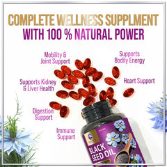 Non-GMO gluten-free black seed oil supplement label