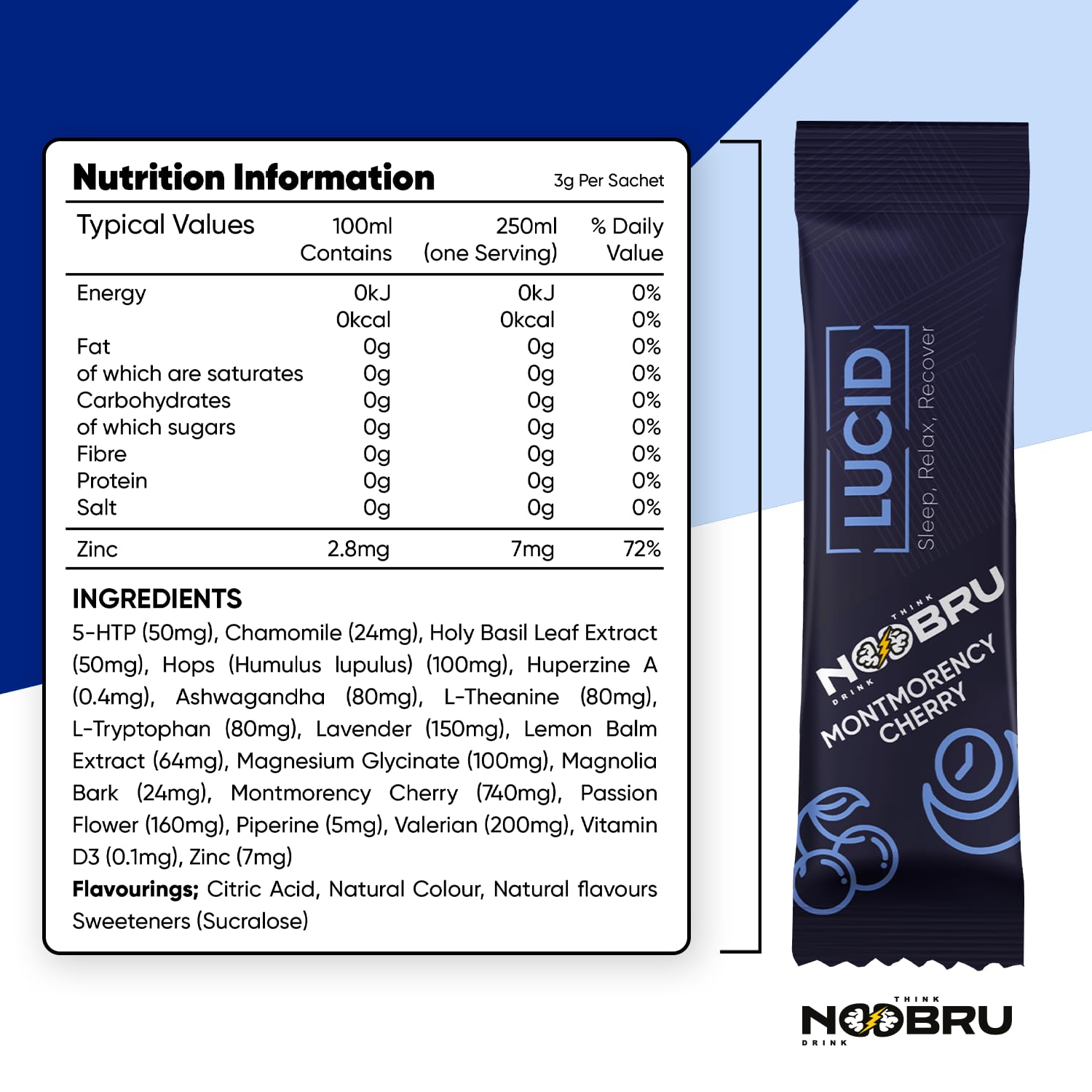 Packaging of Noobru Lucid Nootropic Sleep Powder Drink