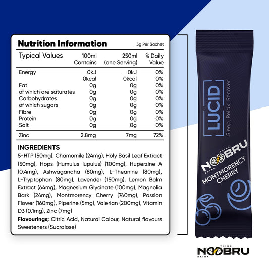 Packaging of Noobru Lucid Nootropic Sleep Powder Drink