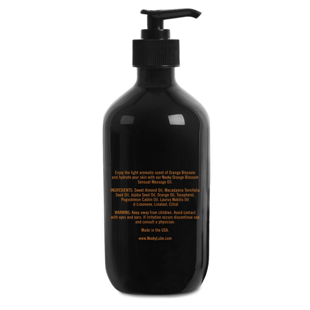 Product packaging of Nooky Orange Blossom Massage Oil 16 oz