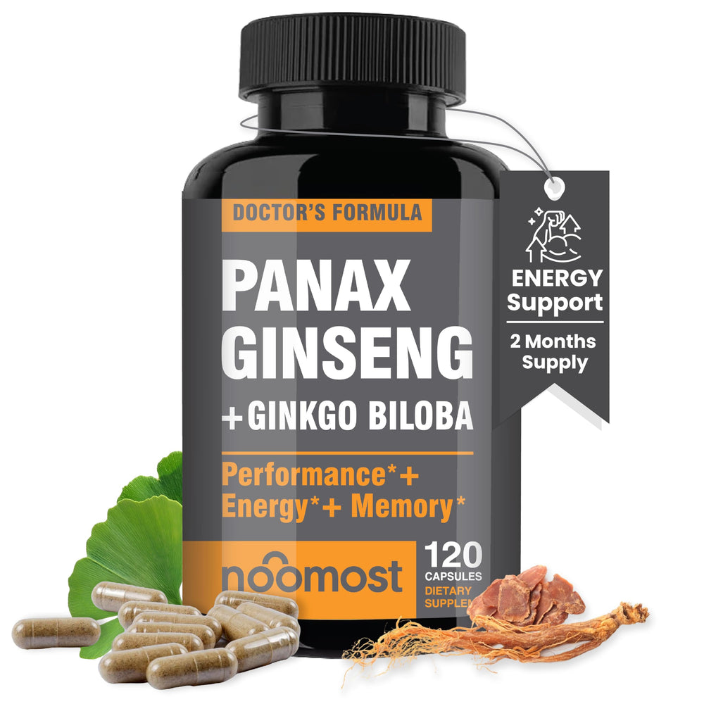 NooMost Korean Red Panax Ginseng + Ginkgo Biloba bottle label