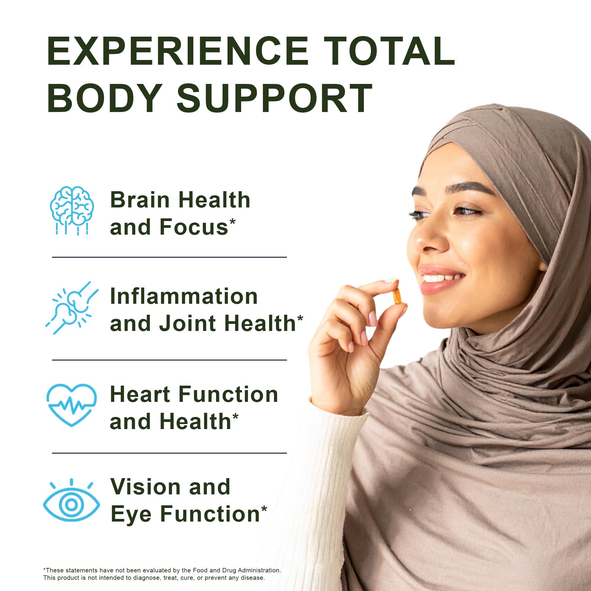 Noor Vitamins EPA and DHA softgels close-up illustrating omega-3 content.
