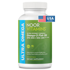 Noor Vitamins Halal Fish Oil bottle for daily omega-3 support.