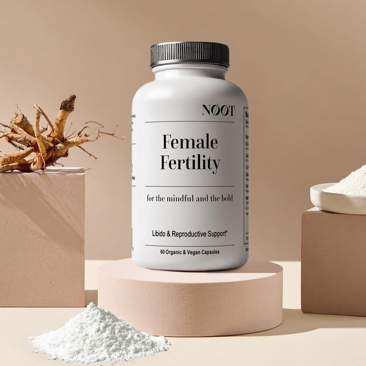 Ingredients collage featuring Myo-Inositol, D-Chiro Inositol and CoQ10