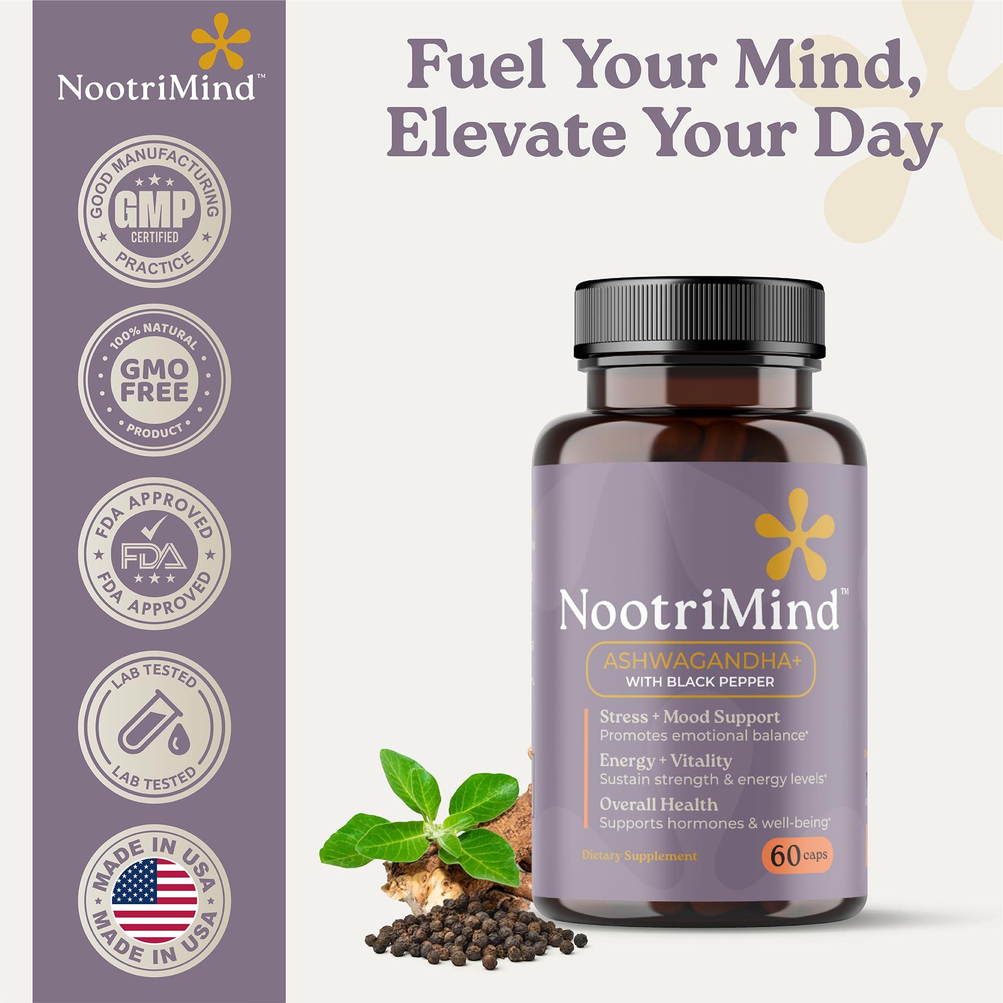 Mood support and stress relief with adaptogenic Ashwagandha