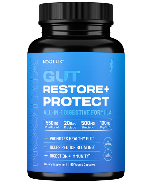 Nootrix Gut Restore + Protect supplement bottle with 90 capsules