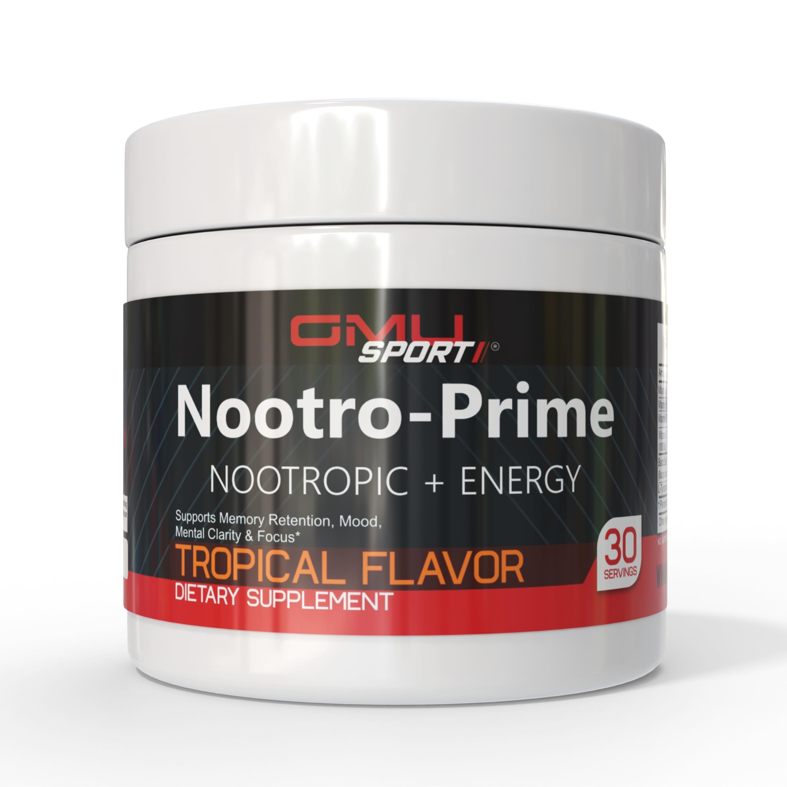 Nootro-Prime Brain Boost bottle with tropical flavor label