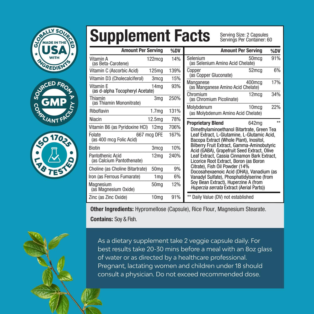 Product packshot of Nootropic Brain Supplement 120ct
