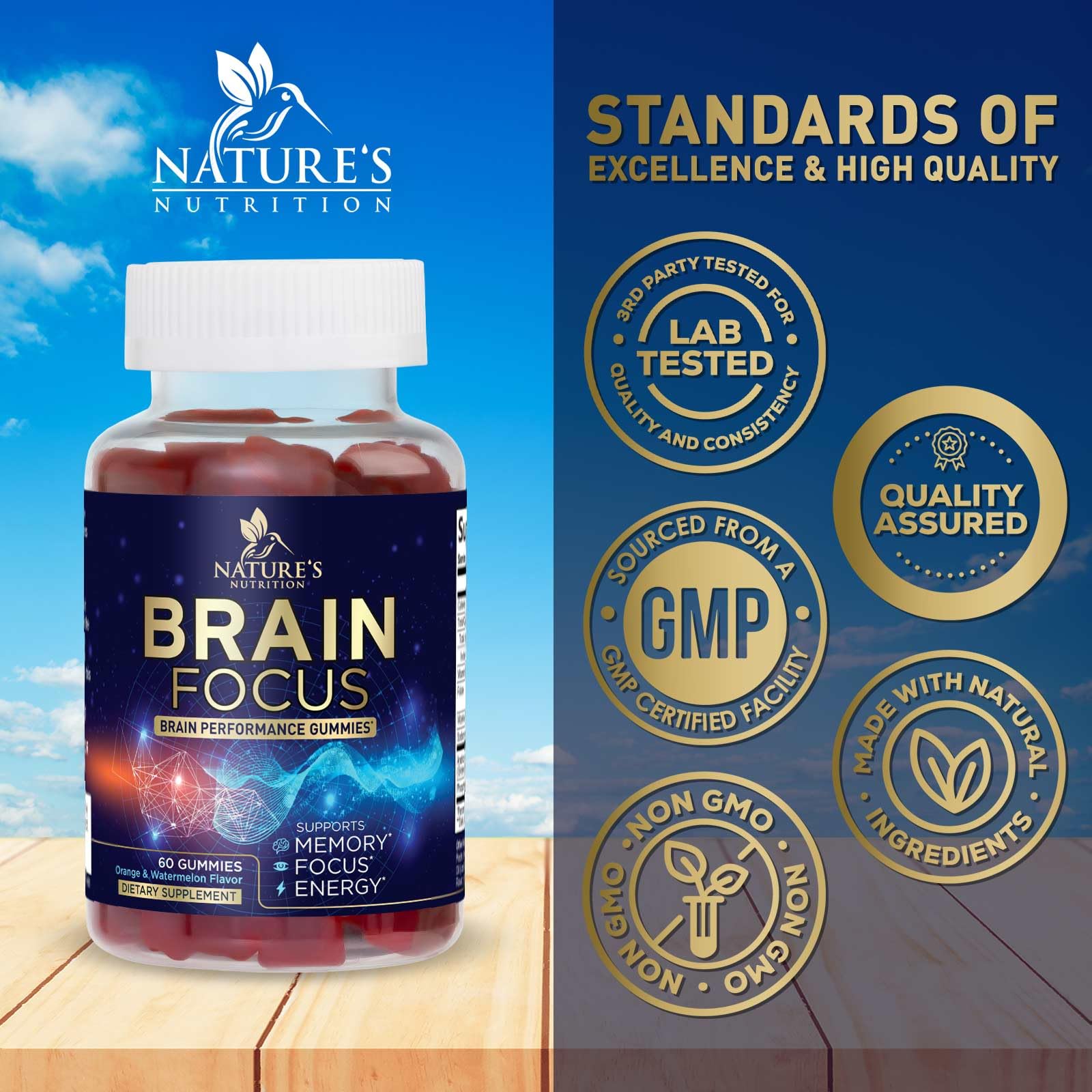 Nootropic memory support gummies for concentration