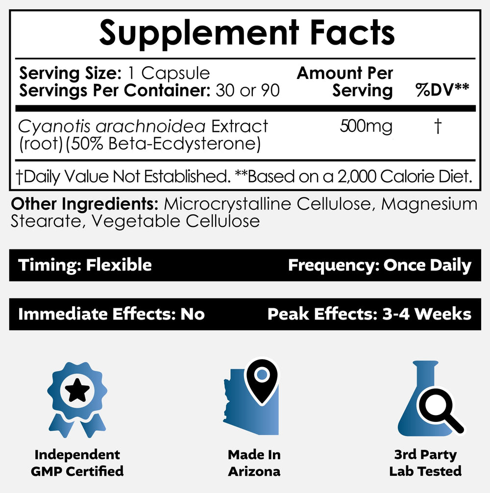 Nootropics Depot Beta Ecdysterone 50 percent label closeup on bottle