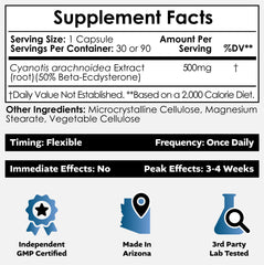 Nootropics Depot Beta Ecdysterone 50 percent label closeup on bottle