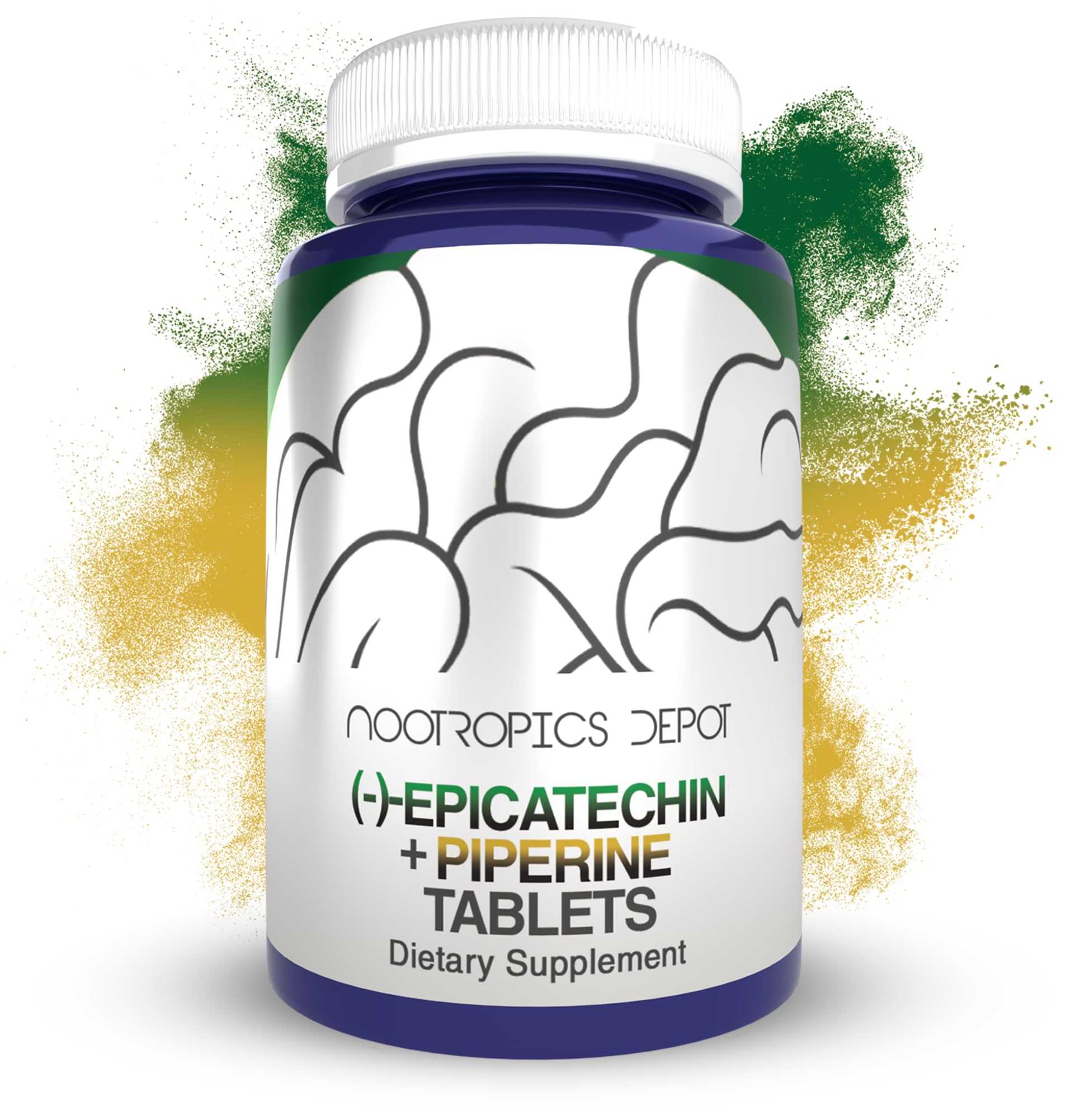 Front view of Nootropics Depot Epicatechin Tablets 200mg with Piperine